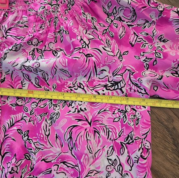 Lilly Pulitzer Pink Patterned Silk Elsa Long Sleeve Blouse Gold Buttons Small - Picture 10 of 10